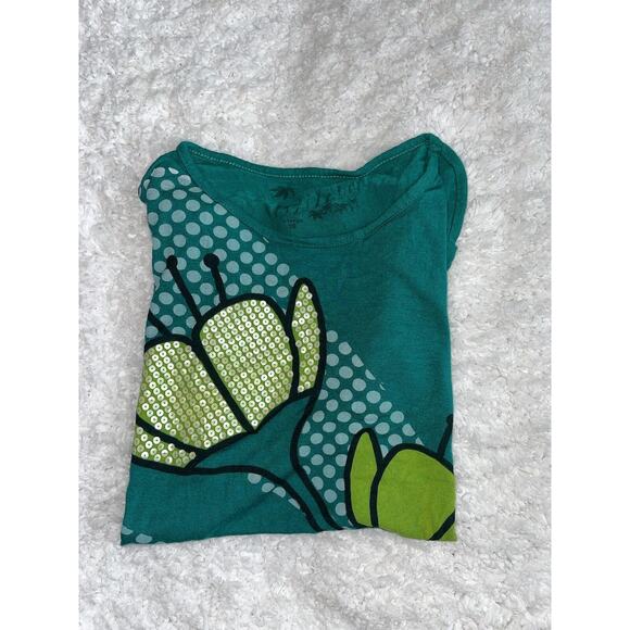 Echo Park girls sz. 16 green sz. XL green short sleeved flower tee. Soft stretch - Picture 9 of 9